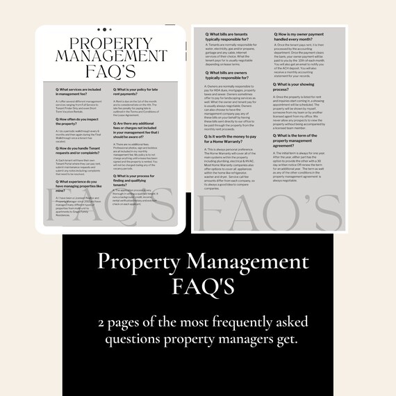 Property Management FAQ'S, Property Manager, Real Estate, Editable, Canva Template