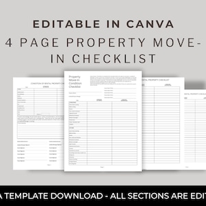 Editable | Property Move in Condition Checklist | Tenant Forms ...