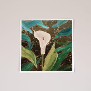 Gilded Calla Lily Flower Art Print - Florals, Botanical Print, Mother&#39;s Day Gift, White Flora Acrylic Painting, Birthday present, Home Decor