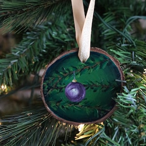 Hand painted Christmas Ornament on Wood Slice
