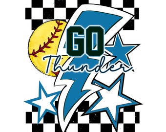 Lightning Softball PNG Design for sublimation