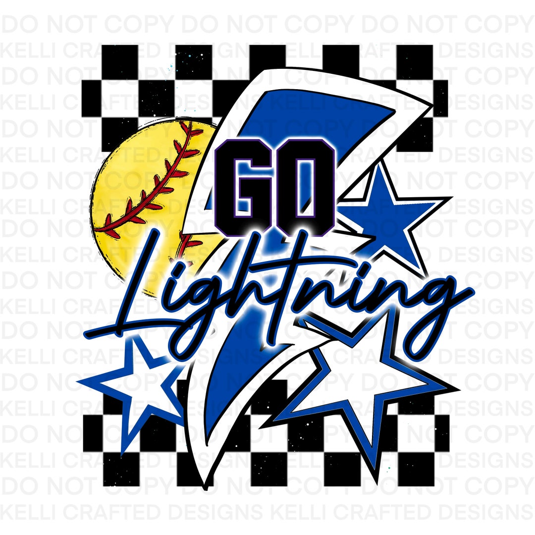 Lightning Softball PNG Design for Sublimation Etsy