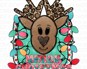 ASL Merry Christmas Reindeer Sign Language png digital sublimation image