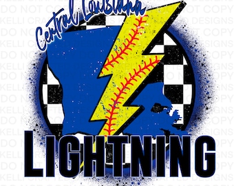 Central Louisiana Softball PNG Design for sublimation