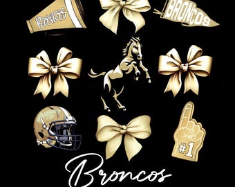 Broncos Mascot Corquette bow png Black and Gold