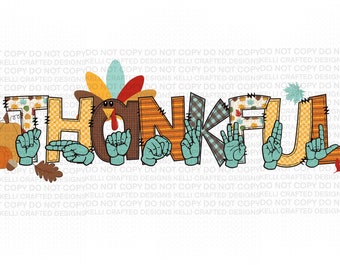 ASL Gebarentaal Thankful Thanksgiving Png voor sublimatie