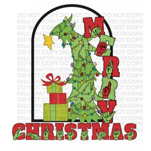 Merry Christmas ASL png file for sublimation Sign Language Holiday Design