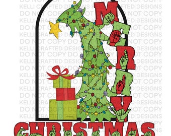 Merry Christmas ASL png file for sublimation Sign Language Holiday Design