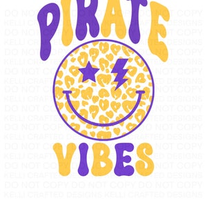 Retro Pirate Vibes Smiley face mascot PNG