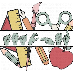 ASL teacher png file, Back to school sublimation design Sign Language