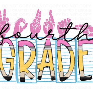 Back to School ASL Bundle 1st, 2nd, 3rd, 4th, 5th Grade Png Files - Etsy