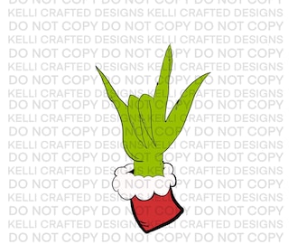 Green Guy ASL I love you-png-bestand voor kerstgebarentaal