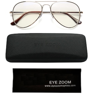 EYE ZOOM Blue Light Blocking Readers Aviator Style Anti Blue Ray and UV Reading glasses