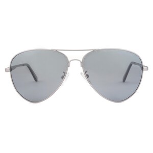 May include: Silver aviator sunglasses with dark gray lenses.