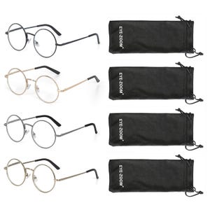Round Metal Frame Reading Glasses: Unisex Circle Readers, 4-Pack