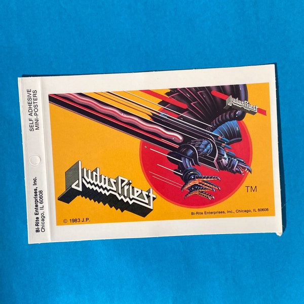 Vintage 80s Judas Priest gritando por venganza Mini póster autoadhesivo