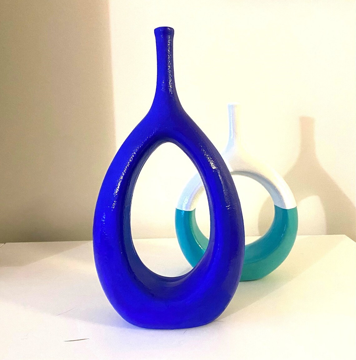 Indigo Blue Thin Vase Decor Flower Arrangement Etsy