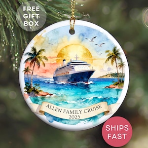 Personalized Cruise Ship Ornament, Family Beach Cruise Souvenir, Custom Family Vacation Ornament, Nautical Travel Keepsake Travel Ornament