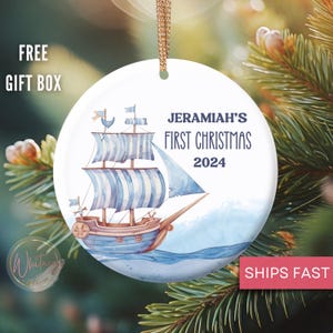 Personalized Baby Boys First Christmas Ornament, Custom Baby Boy Ornament Baby’s 1st Christmas Gift, Newborn Boy First Christmas Ornament