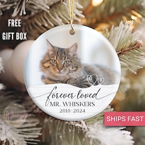 Personalized Cat Memorial Ornament, Custom Memorial Gift for Loss of Cat, Sympathy Gift for Loss of Cat Christmas Ornament Cat Forever Loved