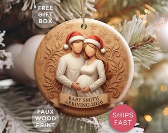 Pregnancy Announcement Ornament Personalized, See You in 2026 Baby Reveal Gift New Baby Christmas Ornament for Expecting Mom and New Parents
