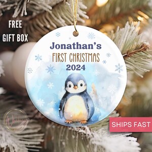 Personalized Baby Boys First Christmas Ornament, Custom Baby Boy Ornament Baby’s 1st Christmas Gift, Newborn Boy First Christmas Ornament