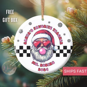 Personalized Teacher Christmas Ornament, Custom Teacher Christmas Ornament Teacher Appreciation Thank you gift Teacher gift from student