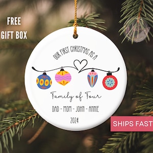 Personalized Family of Four Christmas Ornament- Family of 4 Family Ornament Custom Baby&#39;s First Christmas Ornament First Christmas Ornament