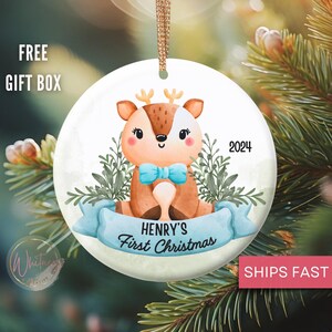 Personalized Baby Boys First Christmas Ornament, Custom Baby Boy Ornament Baby’s 1st Christmas Gift, Newborn Boy First Christmas Ornament