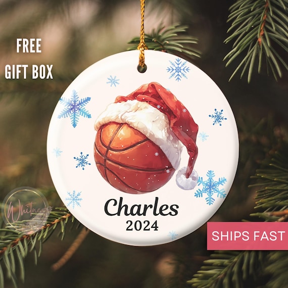 Personalized Basketball Ornament, Custom Basketball Christmas Ornament Keepsake Gift Basketball Team Player Coach Stocking Stuffer Gift