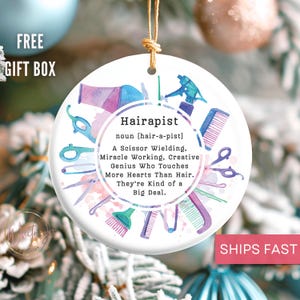 Hair Stylist Christmas Ornament, Hairapist Hair Dresser Ornaments, Barber Salon Hair Stylist Christmas Gift, Gift For HairStylist Ornament