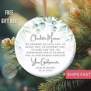 Personalized Godparent to Godchild Ornament- Custom Godparent Godmother Promise to Godchild Christening Baptism Baby Boy Girl Ornament Gift