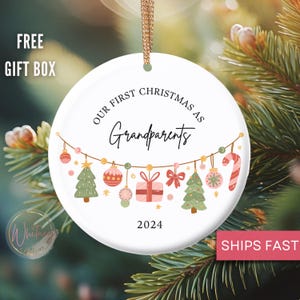 Personalized Grandparent Ornament- Custom First Christmas As Grandparents 2024 Ornament, Grandparents 1st Christmas New Baby Ornament Gift