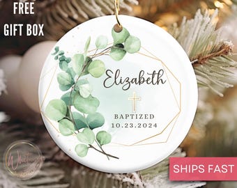 Personalized Girl Baptism Ornament, Custom Baby Girl Christening Christmas Ornament Baptized Baby Girl Ornament Christened GodDaughter Gift