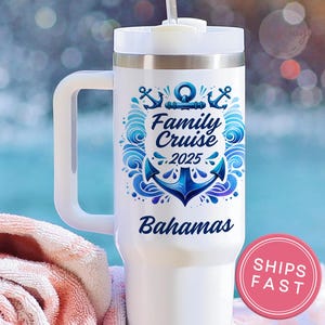 Personalized Family Cruise Tumbler, Custom 40oz Family Vacation Cups, Beach Vacation Tumbler, Family Trip Tumbler, Matching Cruise Tumblers