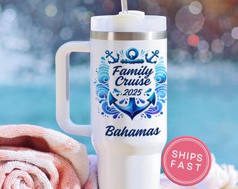 Personalized Family Cruise Tumbler, Custom 40oz Family Vacation Cups, Beach Vacation Tumbler, Family Trip Tumbler, Matching Cruise Tumblers