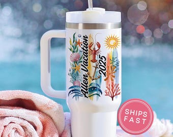 Personalized Vacation Tumbler, Custom 40oz Family Vacation Cups, Beach Vacation Tumbler, Family Trip Gift Girls Trip Tumbler Bachelorette