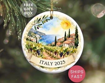 Personalized Italy Ornament, Custom Italian Travel Keepsake, Italy Vacation Souvenir Ornament, Italian Heritage Gift, Italy Trip Ornament