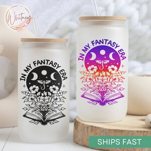Personalized Fantasy Reader Ice Coffee Cup, Book Lover Reading Glass Tumbler Can, Book Club Gift Cup, Bookworm Tumbler, Gift for Book Reader