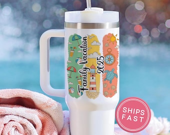 Personalized Vacation Tumbler, Custom 40oz Family Vacation Cups, Beach Vacation Tumbler, Family Trip Gift Girls Trip Tumbler Bachelorette