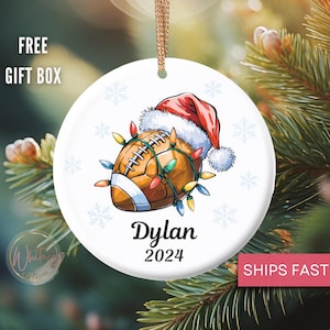Personalized Football Christmas Ornament, Custom Football Christmas Ornament Keepsake Gift Football Team Player Coach Stocking Stuffer Gift