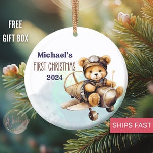 Personalized Baby Boys First Christmas Ornament, Custom Baby Boy Ornament Baby’s 1st Christmas Gift, Newborn Boy First Christmas Ornament