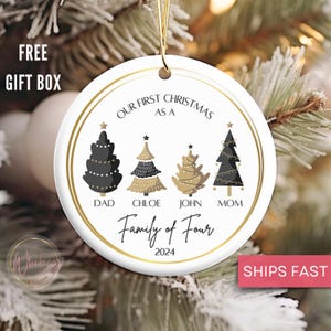 Personalized Family of Four Christmas Ornament- Family of 4 Family Ornament Custom Baby&#39;s First Christmas Ornament First Christmas Ornament