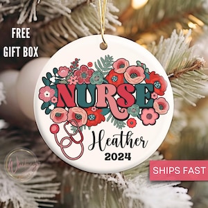 Personalized Nurse Ornament, Custom Nurse Christmas Ornament Nurse Appreciation Thank you gift nurse Holiday gift New Nurse Graduation Gift