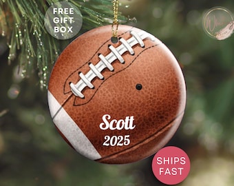 Personalized Football Ornament, Custom Football Sports Ornament Football Player Gift Team Christmas Keepsake Athlete Football Coach Ornament