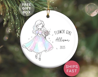 Will You Be My Flower Girl Ornament, Personalized Wedding Gift for Girls, Custom Flower Girl Proposal Keepsake, Flower Girl Gift from Bride
