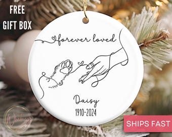 Personalized Pet Memorial Ornament, Custom Dog Cat Pet Sympathy Memorial Ornament Pet In Loving Memory Pet Ornament Cat Dog Sympathy Gift