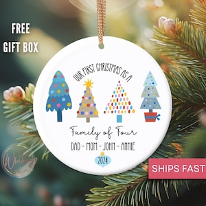 Personalized Family of Four Christmas Ornament- Family of 4 Family Ornament Custom Baby&#39;s First Christmas Ornament First Christmas Ornament