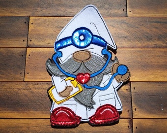 Gnome Doctor Machine Embroidery Design Funny Elf Applique