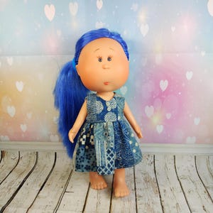 Doll Mia 12&#39;&#39; blue hair denim dress